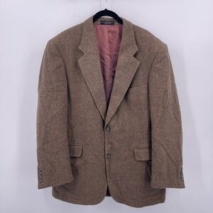 Chereskin Sz 42R Brown Pin Check Two Button Blazer Suit Jacket Camel Hair Blend